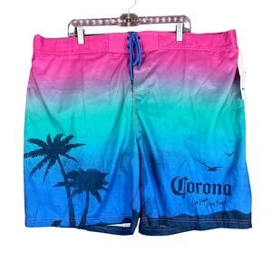 Corona Mens Shorts Blue Green Elastic Board Corona Sunset Swim Short Surf XXL